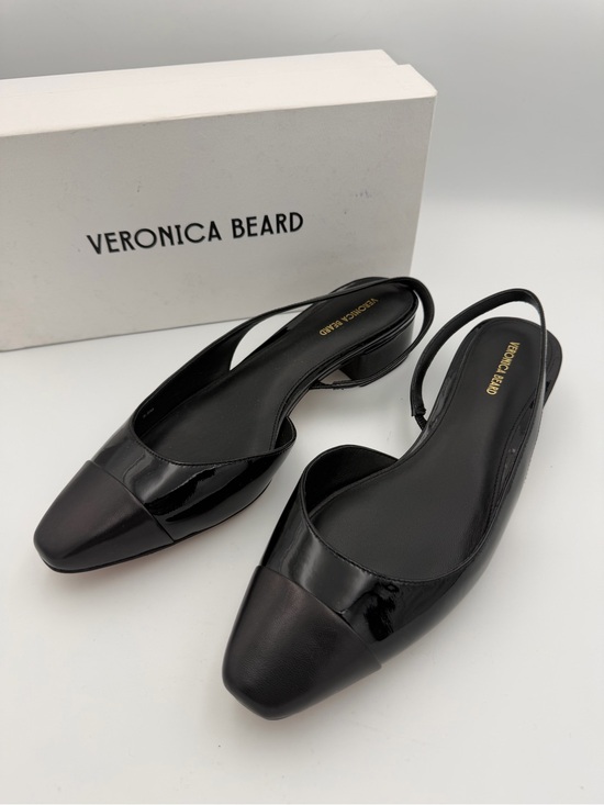 Veronica Beard Shoes - NEW Veronica Beard Cecile Leather Cap-Toe Slingback block heel 9.5M Black
